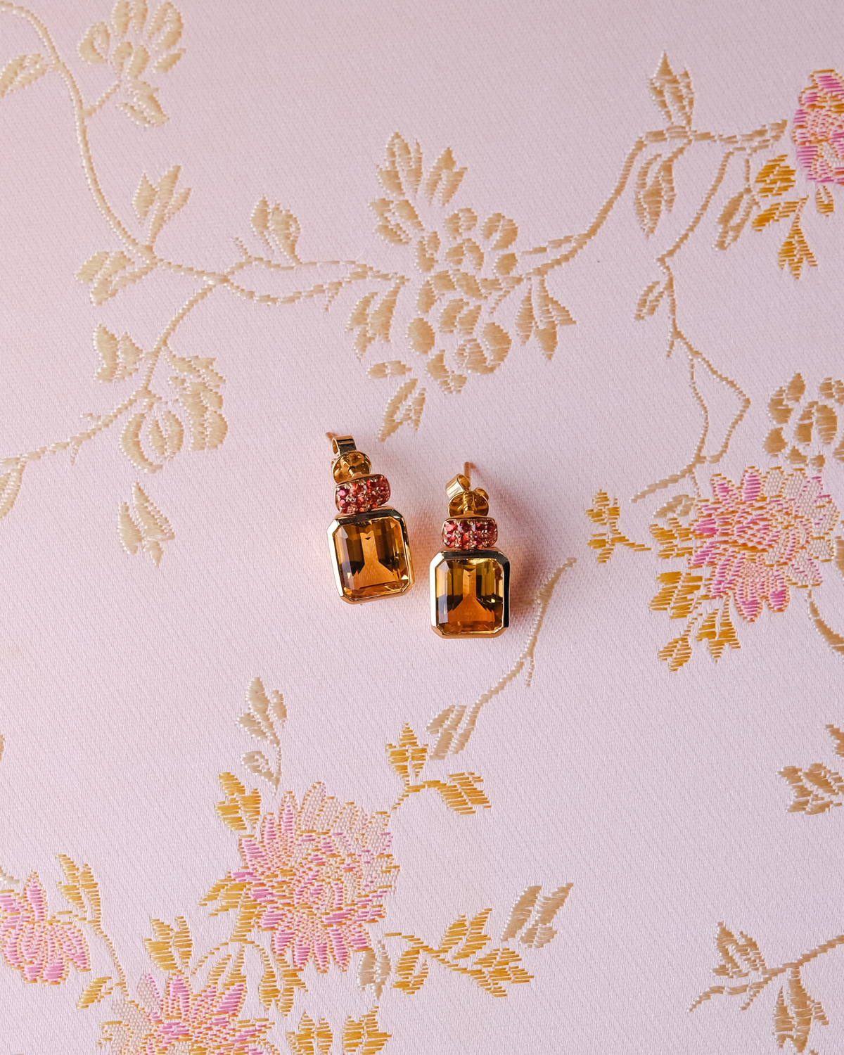 Citrine & Red Sapphire Earring