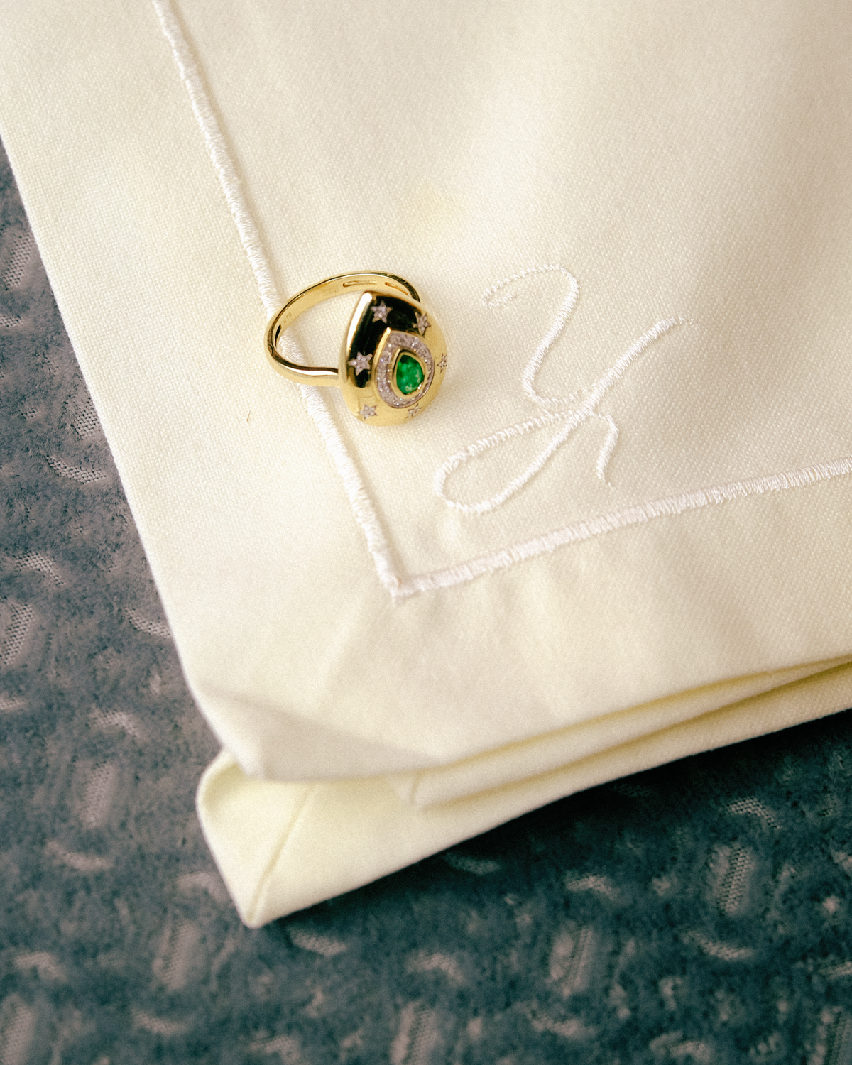 Green Emerald Pear Ring