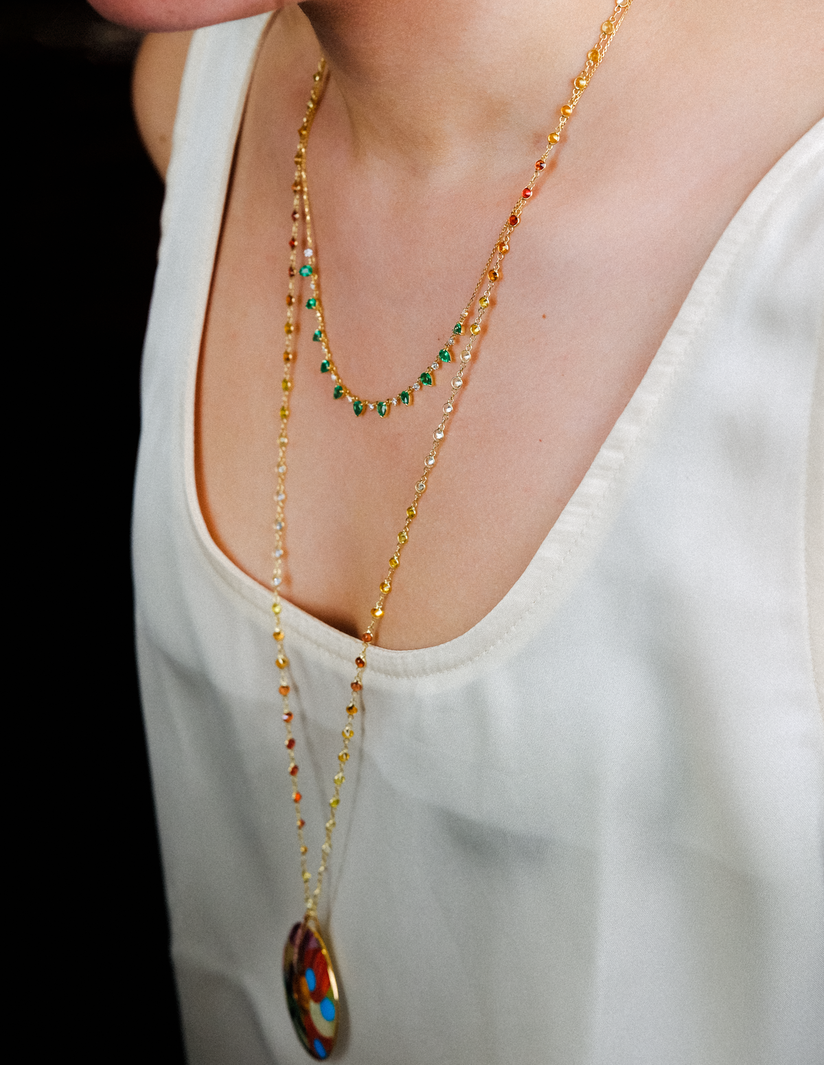 Green Emerald Charm Necklace