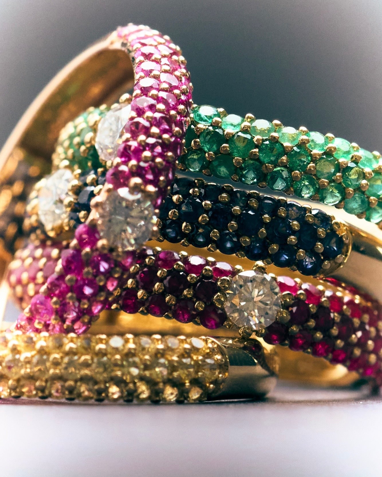 Coloured Pavé Rings