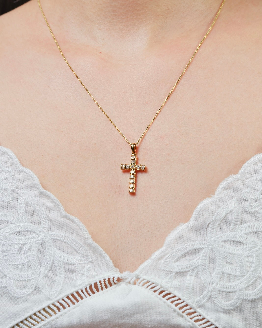 Feather cross pendant