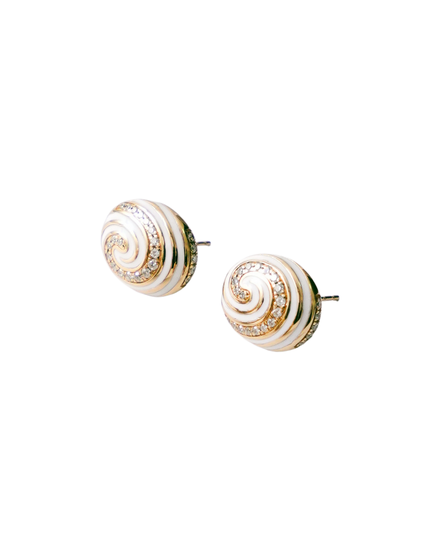 Swirl Studs in White Enamel