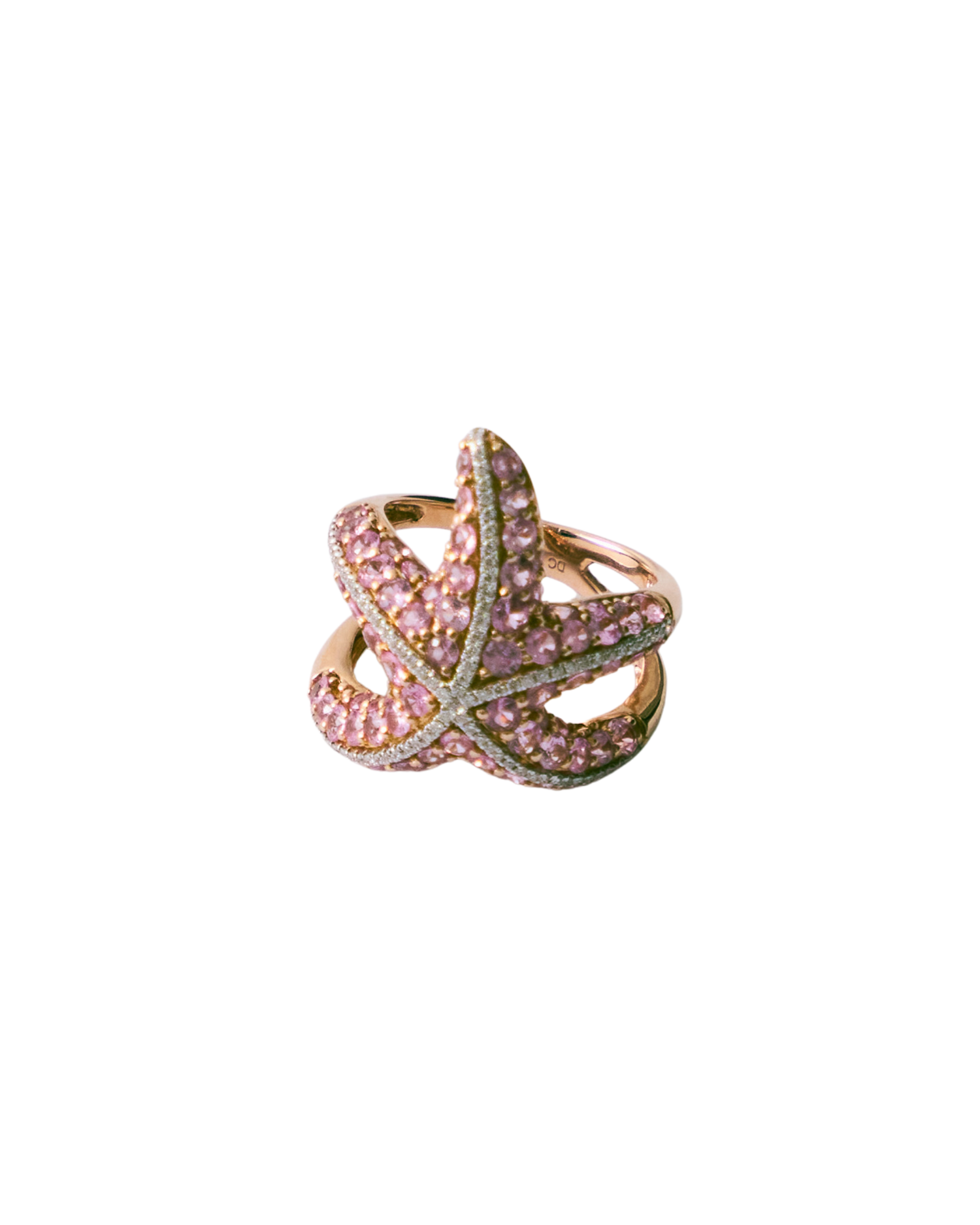 Starfish ring in pink sapphire