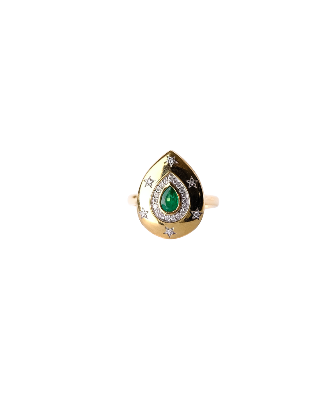 Green Emerald Pear Ring