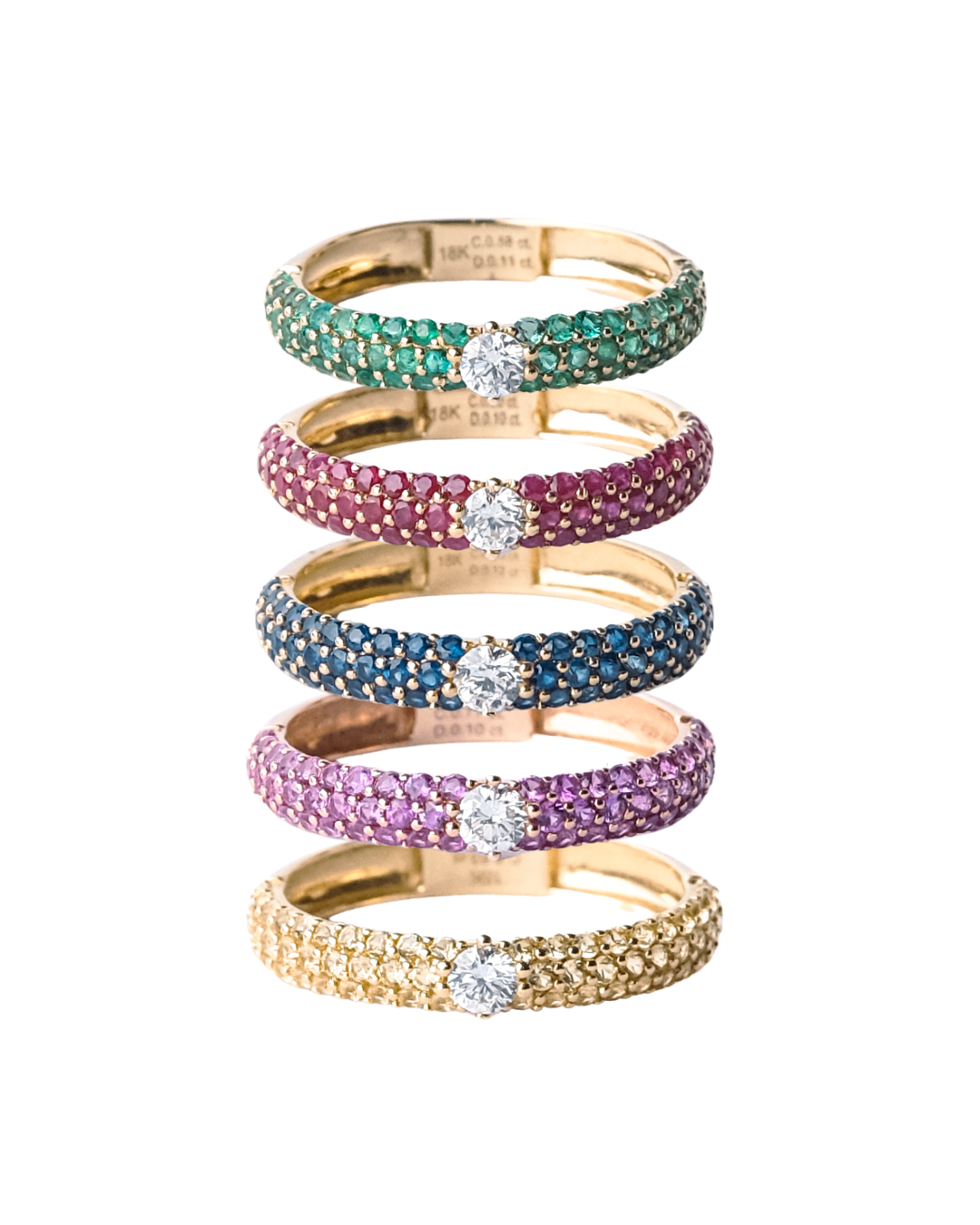 Coloured Pavé Rings